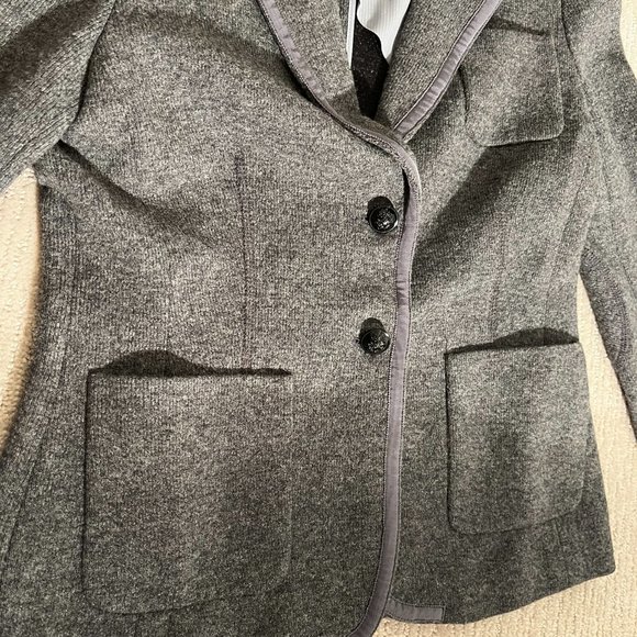 Banana Republic Grey Wool Knit Blazer Size 4 Italian Fabric - Picture 9 of 13